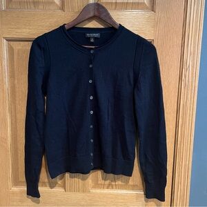 Navy 100% Fine Merino Wool Cardigan Sweater